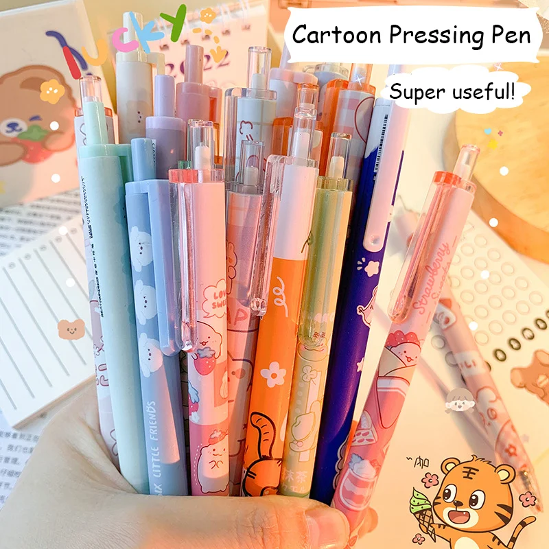 9 PCS Colored Gel Pens Set 0.5 mm Journaling Scrapbook Kawaii Ballpoint  Pens Stationery Retractable Pen Office Accessories - AliExpress