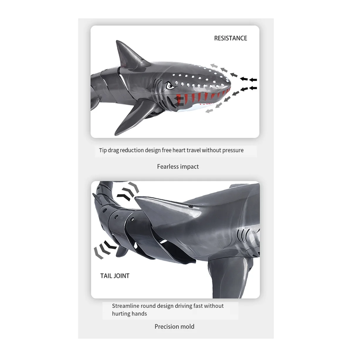2.4G RC Shark Toys for Kids, RC Water Toys RC Boat with Lightfor Swimming Pool Water Toys (with 2 Batteries) 5