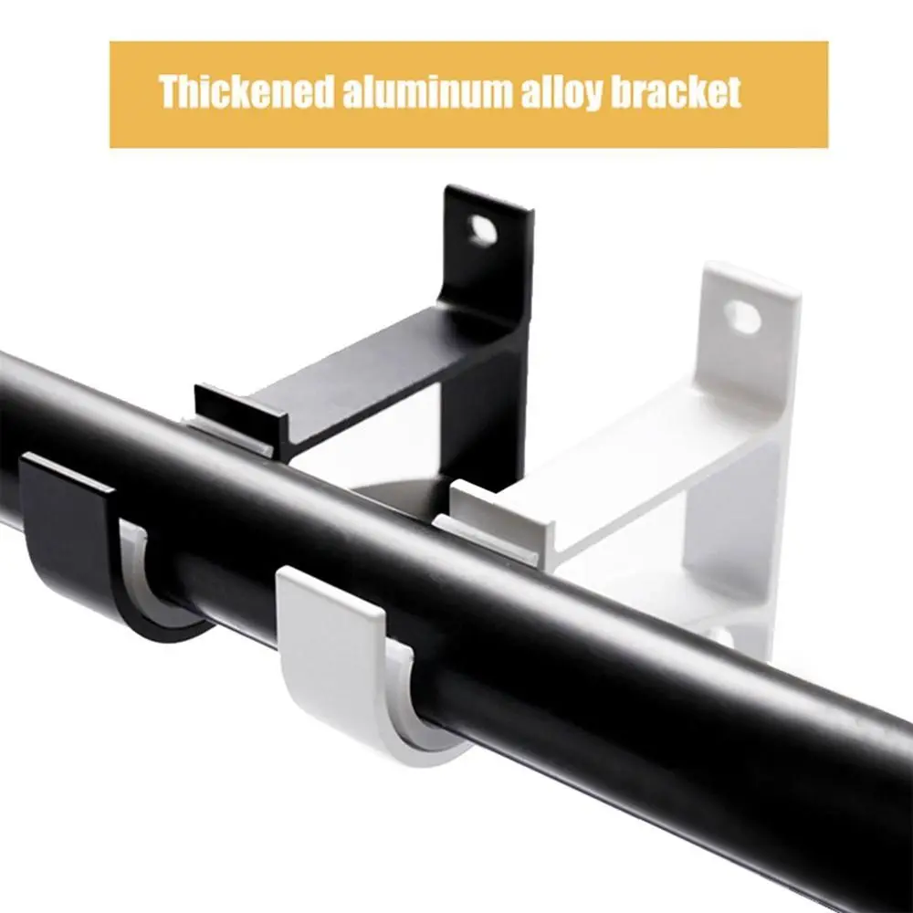 Description Picture 3 of itemAluminum Alloy Curtain Hanger Hook Single Double Hang Curtain Rod Brackets Rod Support Clamp Crossbar Fixing Clip Wall Holder