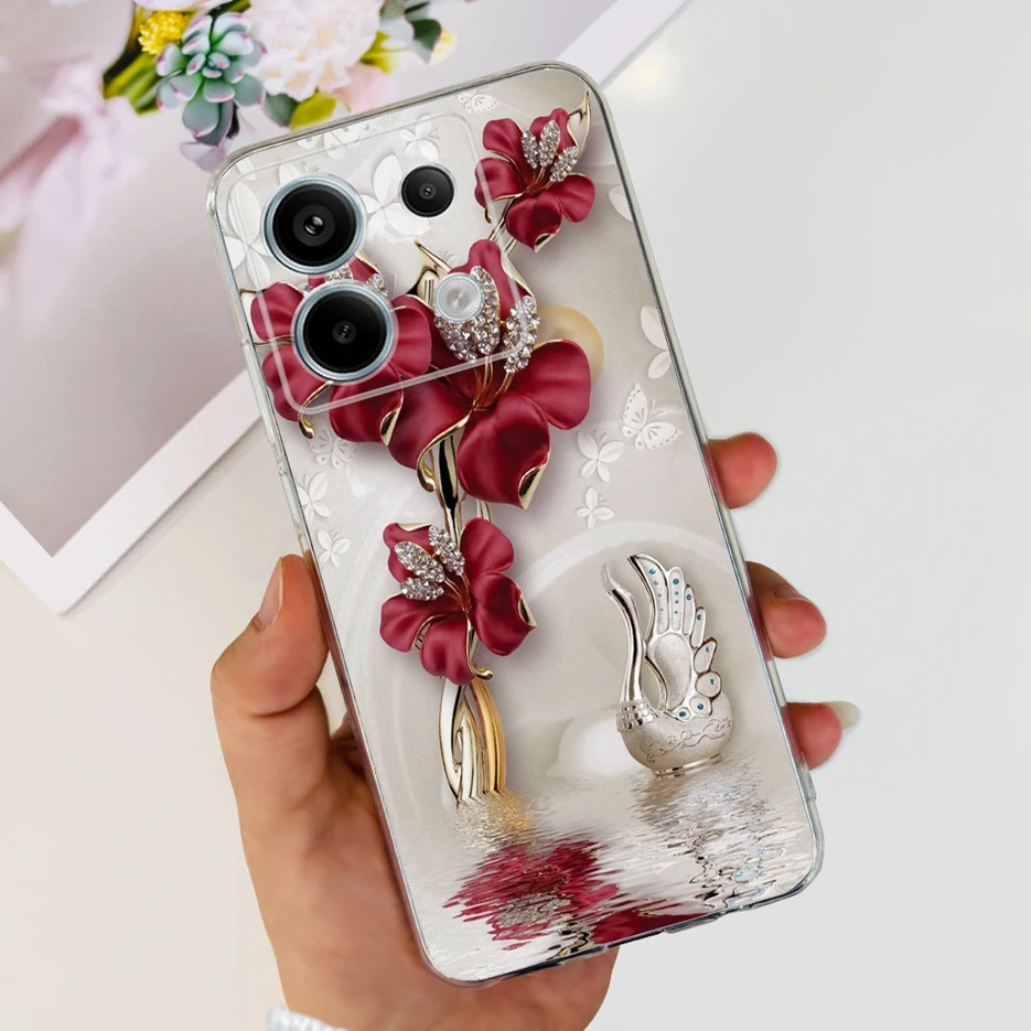 Chic Painted Clear Silicone Phone Case with Bumper Protection