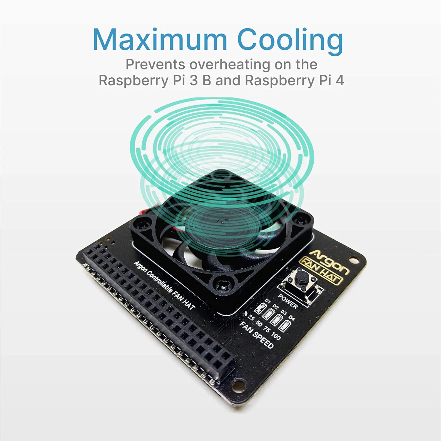 Ventilador de Argon para Raspberry pi com Botão Liga Desliga Pwn Software Ventilador de 40 mm para pi 4b 3b Mais 3b Compatível com Poli Mais Neo - Imagem 6