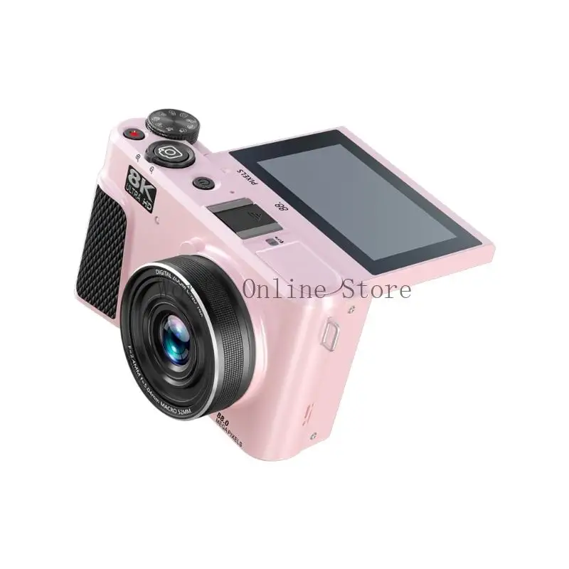 WiFi 카메라 180도 스크린 LED 필 라이트 88MP 여행용 카메라 광각 렌즈 87HC