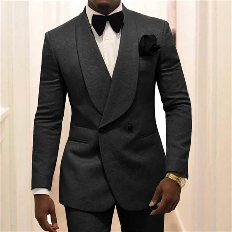 2 Pieces Men‘s Suit Lavender Casual Floral Blazer Prom Purple Tuxedo Tweed Shawl Lapel Dinner Party White Jacket Wedding Grooms