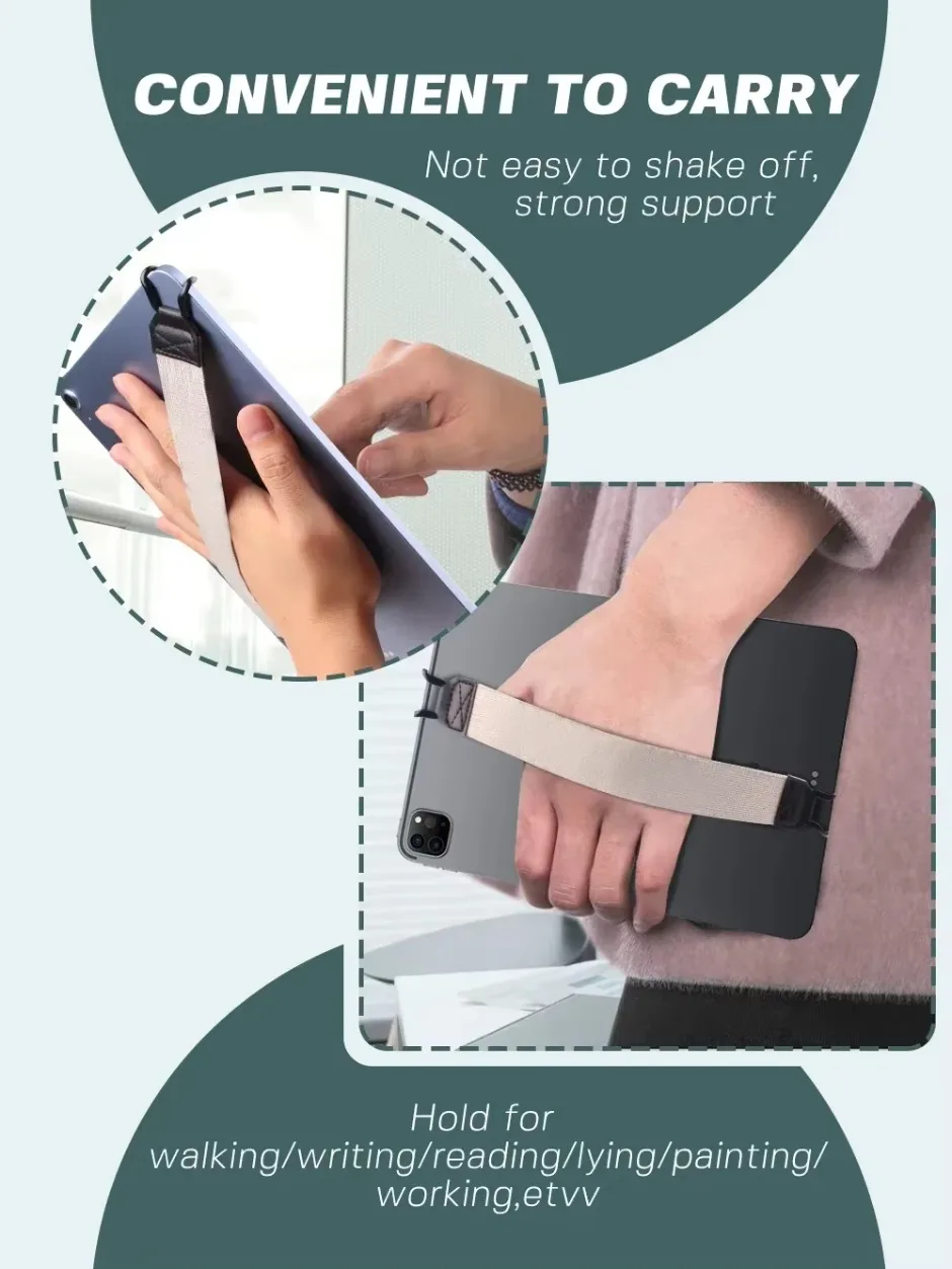 Tablet Stand Holder for iPad 9.7 10.5 inch Generic Hand Strap Leather Handle Grip Security For iPad/Xiaomi/Samsung