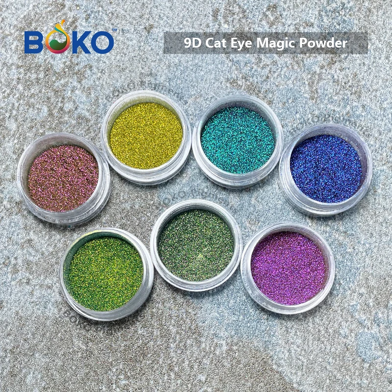 BOKO 7 Color 9D Cat Eye Laser Powder Nail Powders Shiny Nail Glitters Dust Decorations For Art Pigment DIY Accessories