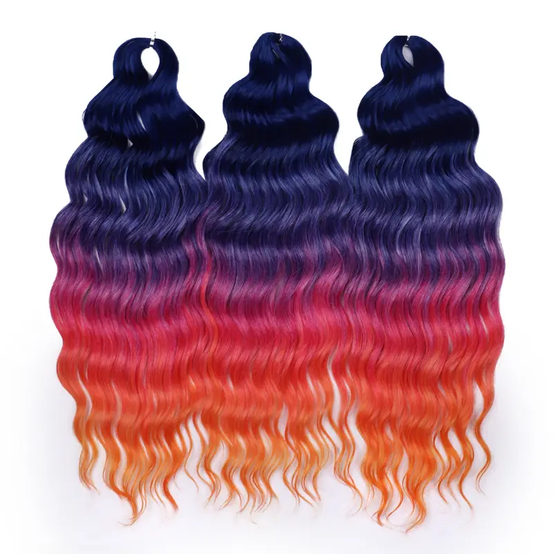 Anna Synthetic Hair 24 Inch Water Wave Braiding Hair Extensions Ombre Blonde Deep Wave Afro Curl Twist Crochet Hair for Women - Image 7