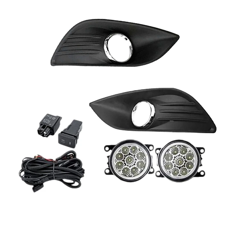 

LED Car Headlight Lamp Cover Grille Bezel Harness Switch Kit For Ford Focus MK2 2009-2011