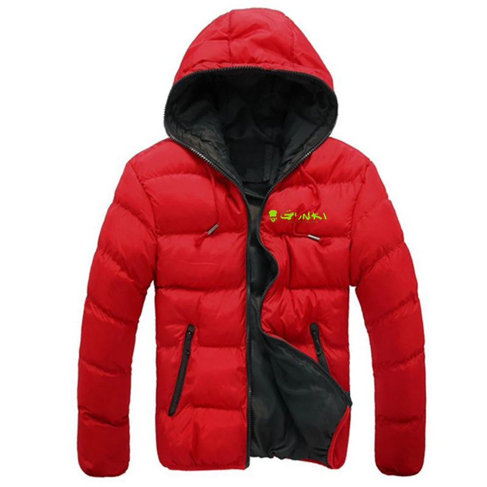 2024 Men's Autumn And Winter Gunki New Mens Casual Jacket Warm Print Zipper Hooded Cotton-Padded Brand High-Quality Clothes Coat 4