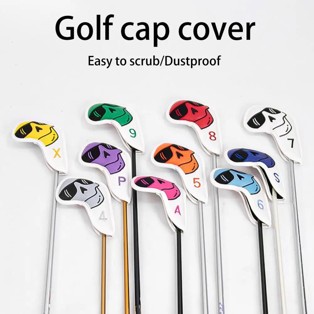 

Club Head Covers 10Pcs Convenient Dust-proof Faux Leather Cartoon Golf Club Head Covers Protectors for Golf Lover