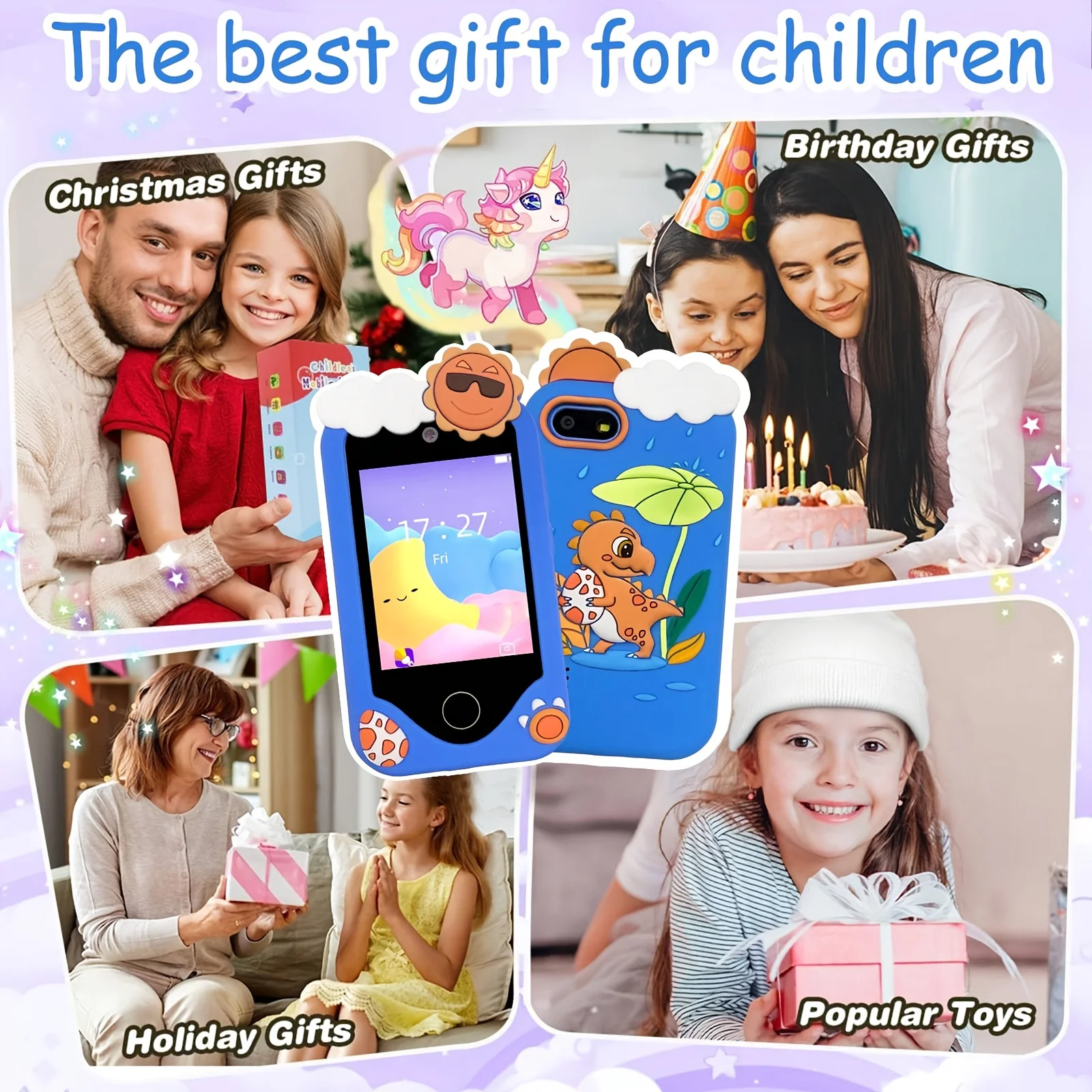 Nuovi bambini Smart Phone Giocattolo per bambini Mini Smart Phone Giocattoli 28 giochi Doppia fotocamera Lettore video musicale Ragazzi Ragazze Regali di compleanno - immagine 6