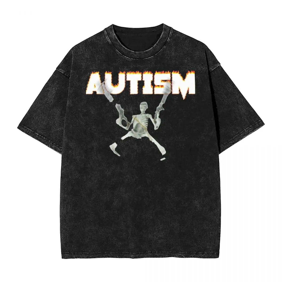 

Autism Skeleton Meme Humor Introvert Gift Washed T Shirts Streetwear Vintage T-Shirts Tees Men Women High Street Summer