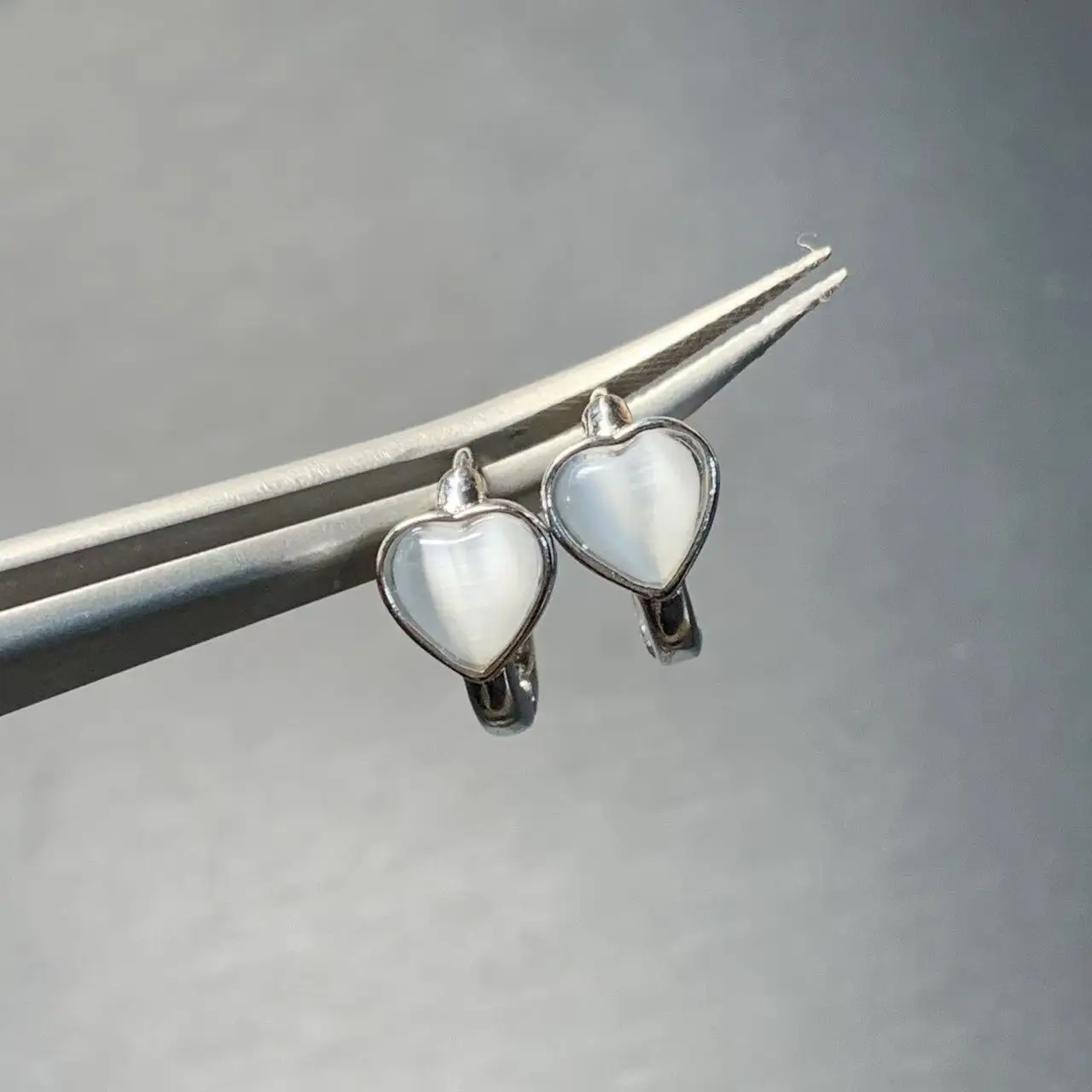 HEART Natural Cat's Eye Stone HOOP Earrings For Women Jewelry Gift Simple Elegant Design Luxury