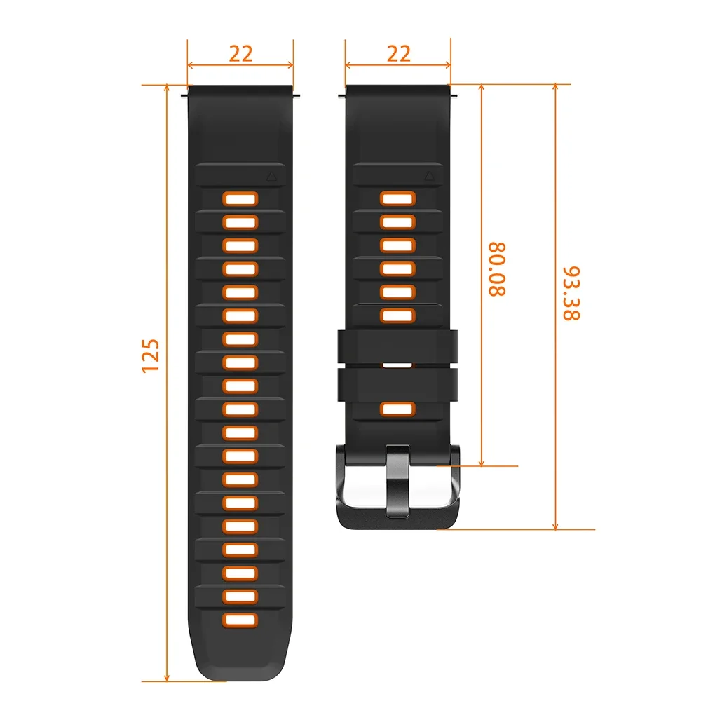 Two-Tone Silicone Watchband - 22mm Replacement Strap Bracelet