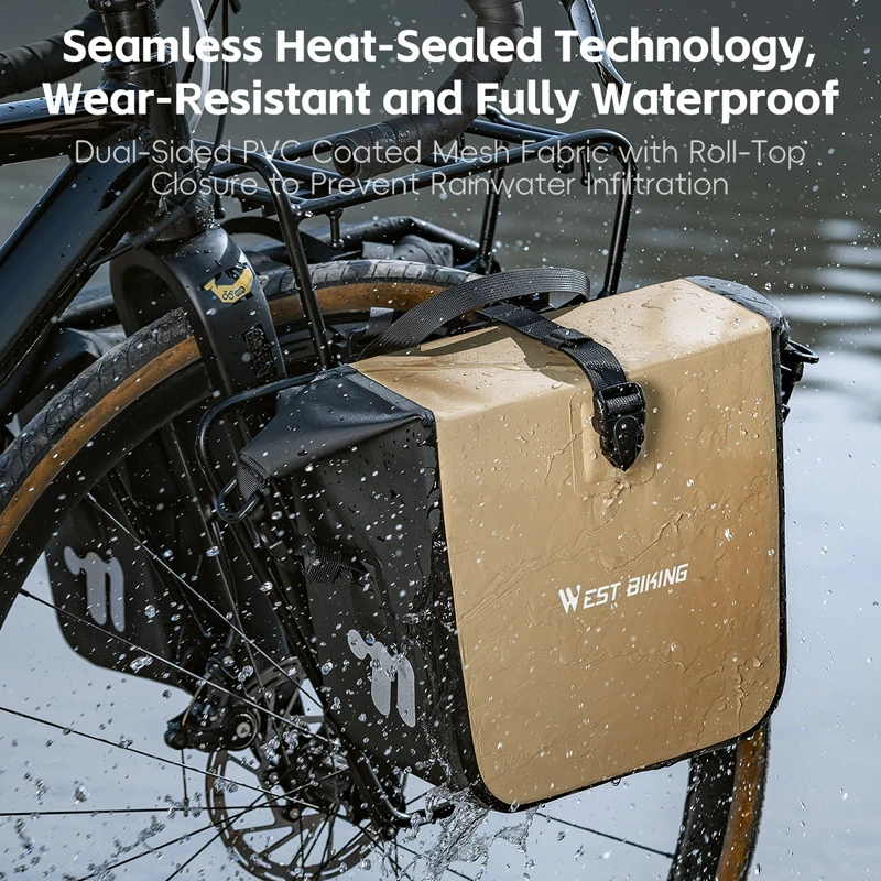 WEST BIKING Borsa Anteriore Multiuso Completamente Impermeabile per Bicicletta, Borsa Laterale Doppia 12L-20L, Borsa Portatile a Sgancio Rapido - immagine 2