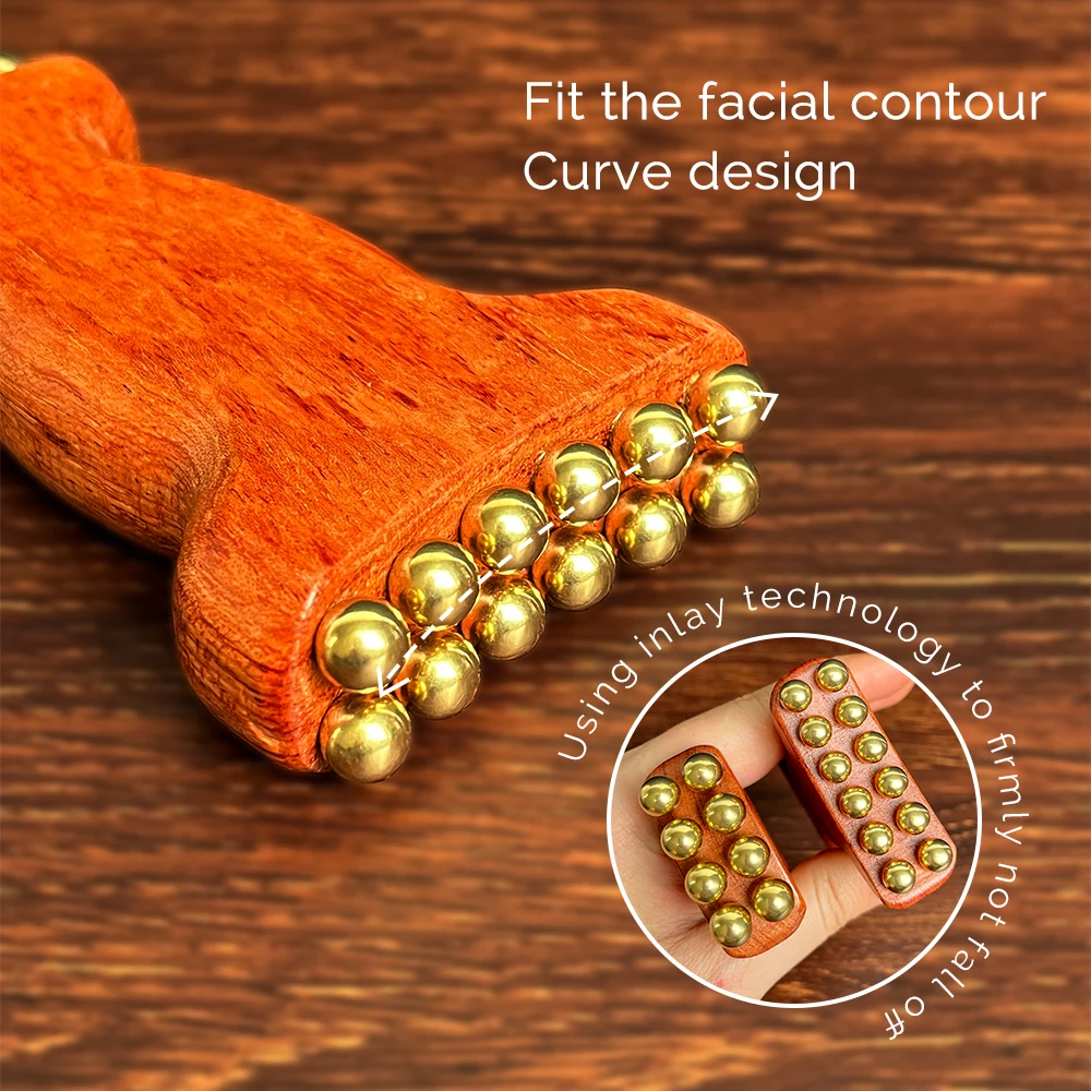 Lymphatic Detox Face Massager Chinese Beauty Fades Wrinkles Face Line Eyes Natural Copper Wood Beauty Tool Radiant Skin Savior