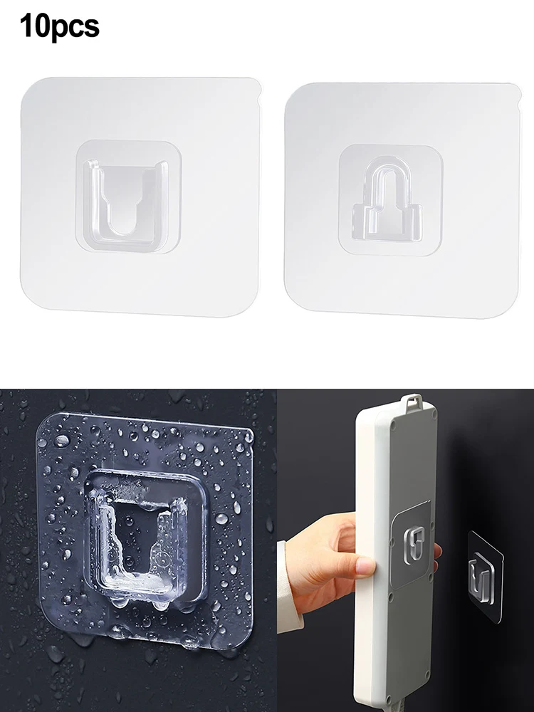 

10pcs Double Sided Adhesive Wall Hooks Hanger Waterproof Transparent Suction Cup Storage Hook For Kitchen Bathroom Organizer