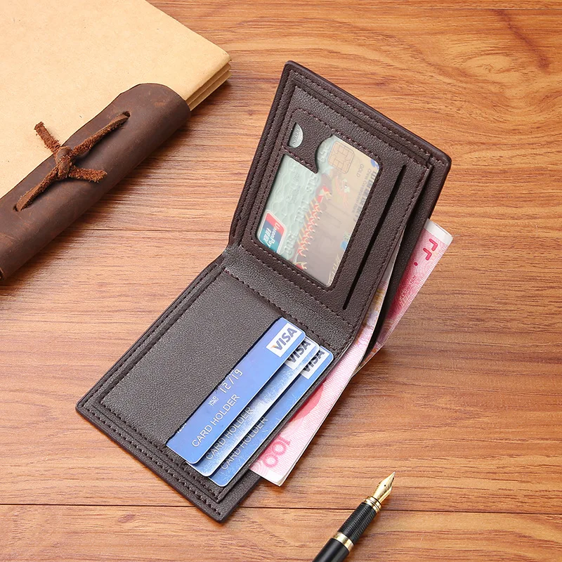 Men's Leather Wallets Slim Minimalist Hawk Pattern Bifold Credit ID Card Holder Wallet Purse Short Thin Money Clip Leather Bifold Wallet