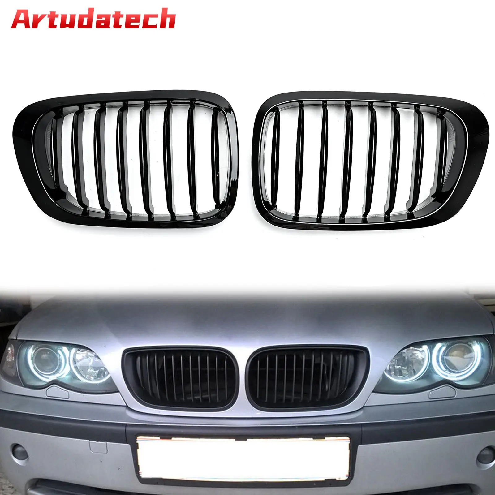 

Решетка Artudatech для переднего забора, черный глянцевый гриль для BMW E46, 3 серии, 2 двери, 1999, 2000, 2001, 2002, 3 серии