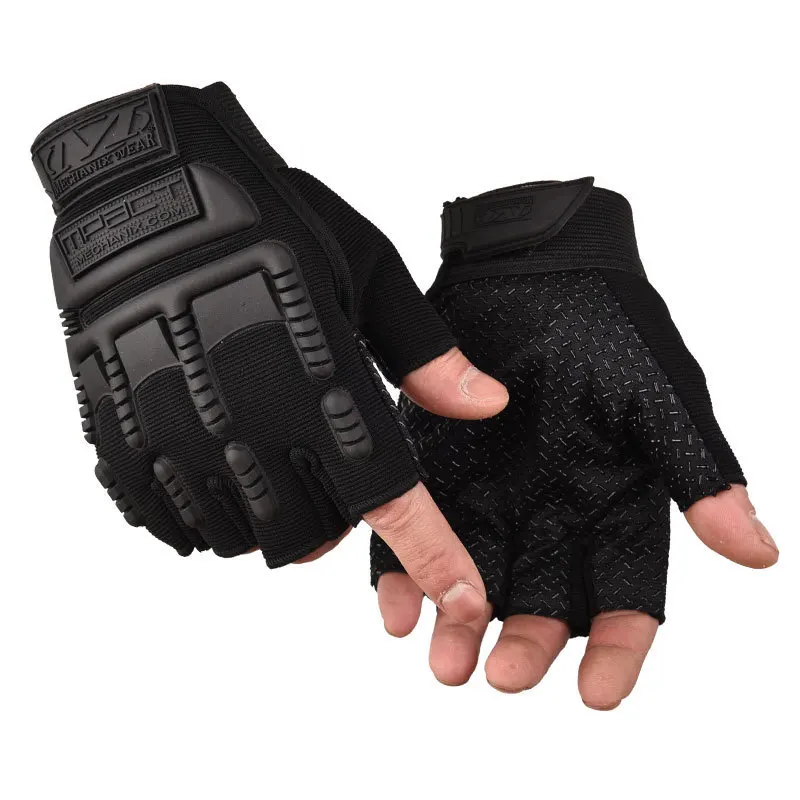 Description Picture 2 of item1Pair Summer Fingerless Gloves Men Women Knuckles Protective Gear Hand Driving Climbing Cycling Bicycle Riding