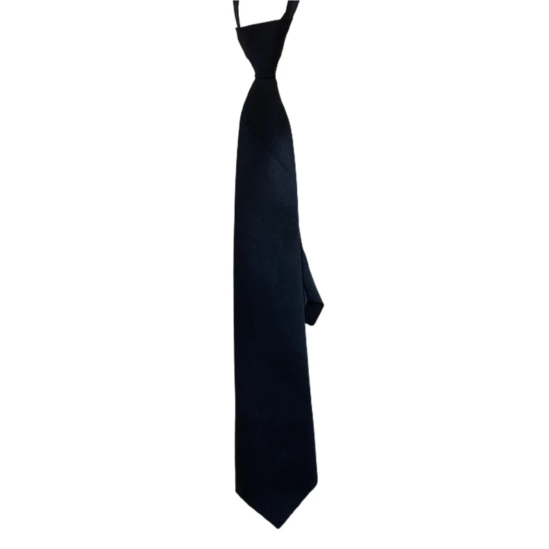 

652F Unisex Retro Solid Color Silky Narrow Necktie Wedding Party Groom Preppy Style School Uniform Zipper Pre-Tied for Arrow