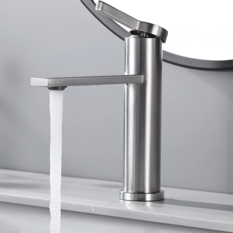 

Modern Stainless Steel Bathroom Faucet Hot and Cold Mixer Tap Washbasin Faucets for Washrooms Single Hole Bathroom Sink Faucet