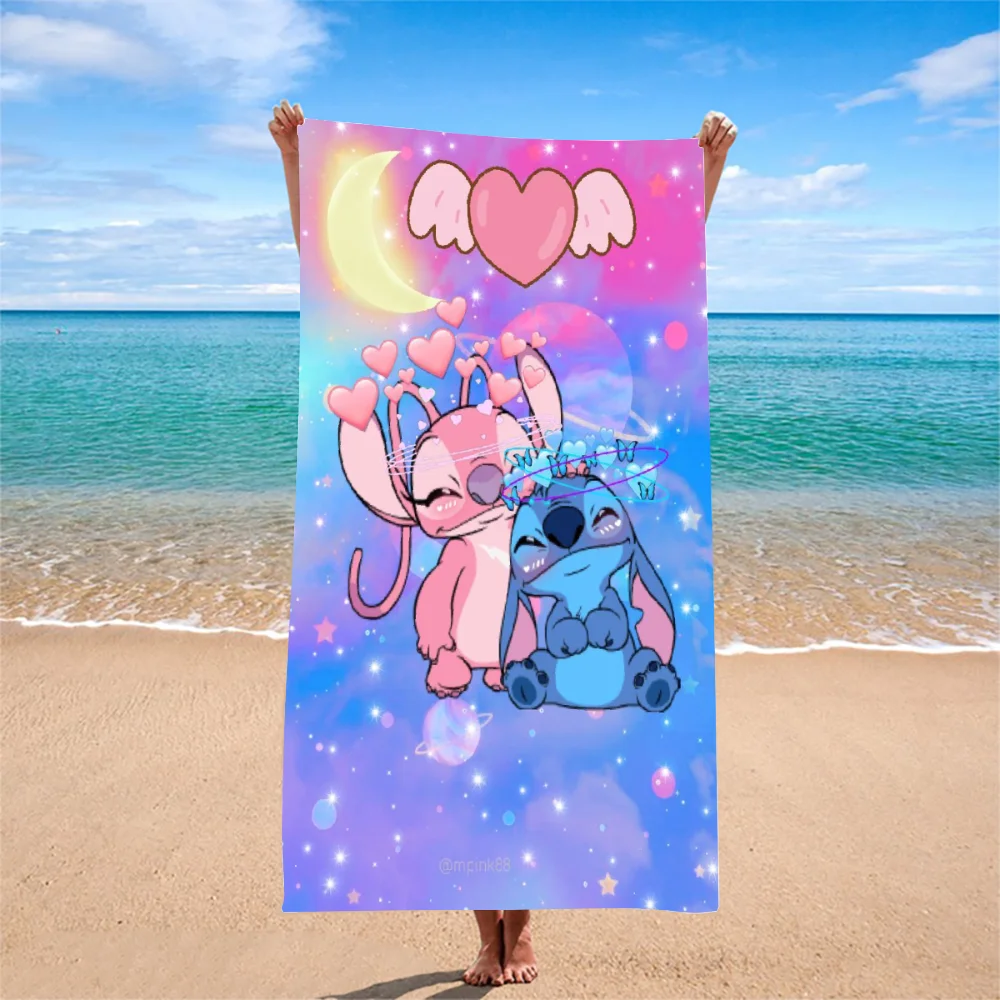 1 PC Stitch Cartoon Disney Collection Beach Towel - Super Absorbent, Quick Dry, Lightweight, Soft & Oversized Microfiber Beach B 2