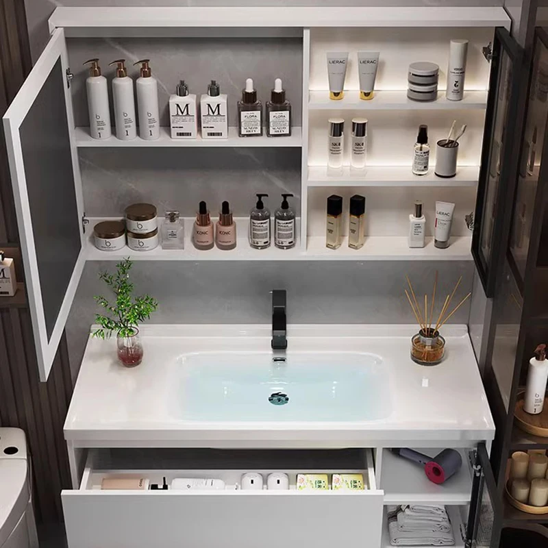 Simple Washbasin Bathroom Vanities Light Luxury Vintage Storage Bathroom Vanities Vanity Mirrors Mobiletto Bagno Home Furniture