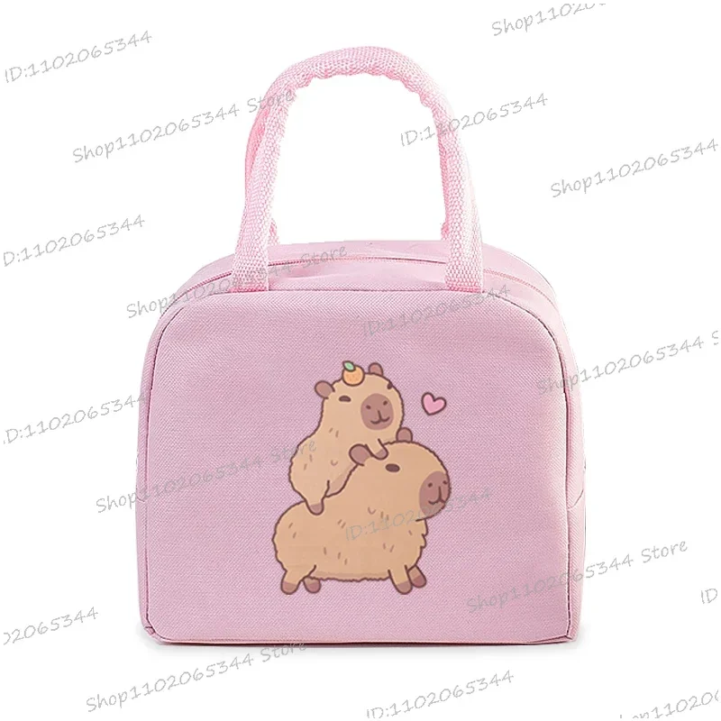 Capybara Bobo Tea Print Insulated Cartoon Lunch Tote Bag
