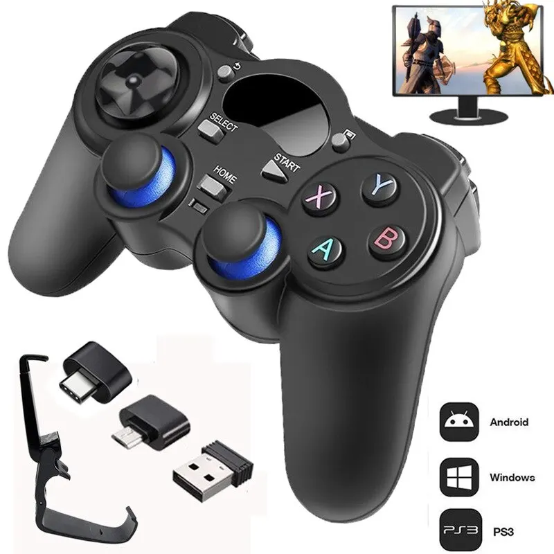 Manette de jeu sans fil 2,4 GHz avec adaptateur OTG pour smartphone, tablette, PC ou Smart TV Android P3_voghion.com