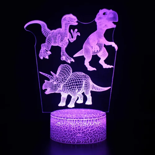 3D 귀여운 공룡 야간 조명, 아이 LED 디노 램프, 사랑스러운 USB 아크릴 안경 테이블 야간 조명, 어린이 선물 램프, 침실 장식 4
