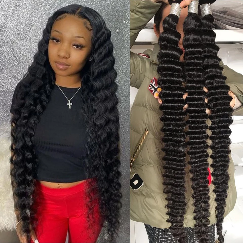 38 40inch Long Raw Human Hair Bundle Brazilian Loose Deep Wave Hair Extension Remy Weave Bundles 1/3/4 Deal For Black Women