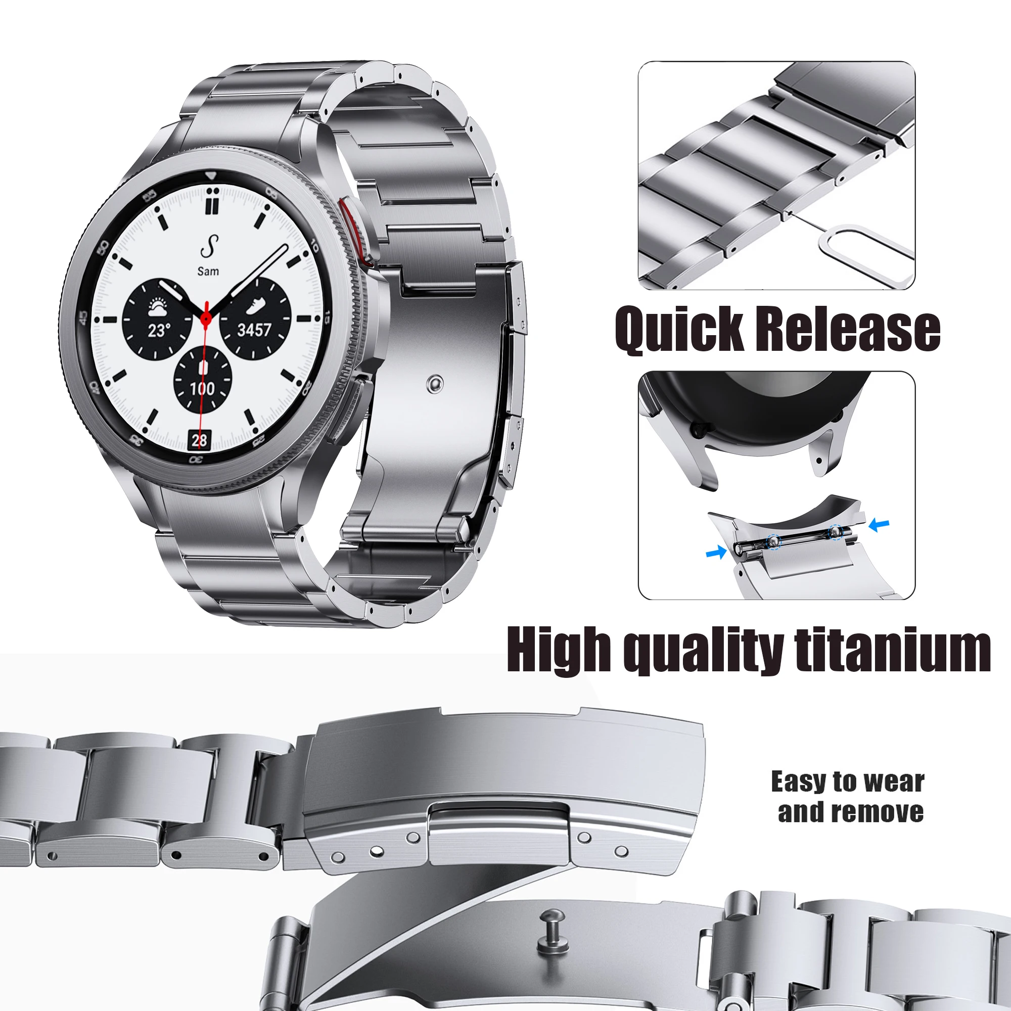 

High Quality Titanium Strap for Samsung Galaxy Watch 6 Classic 43 47mm 40/44mm Band for Galaxy Watch 6 5 4 No Gaps Wristband