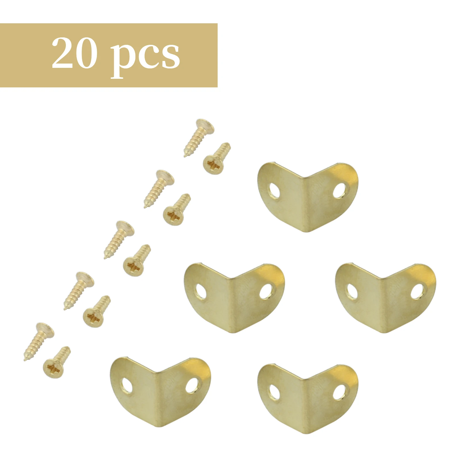 20pcs/set Decor Corner Protectors w/screw 12*12mm 0.47" Golden Iron Rimmed Braces Book Scrapbooking Photo Album Menu Jewelry Box