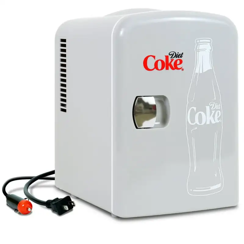 

Coke 6 Can Mini Fridge Portable 4L Mini Cooler Travel Compact Refrigerator