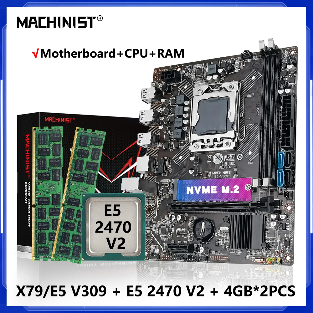 MACHINIST X79 Placa-mãe Combo opcional Xeon E5 2470 V2 LGA 1356 CPU 8GB ...