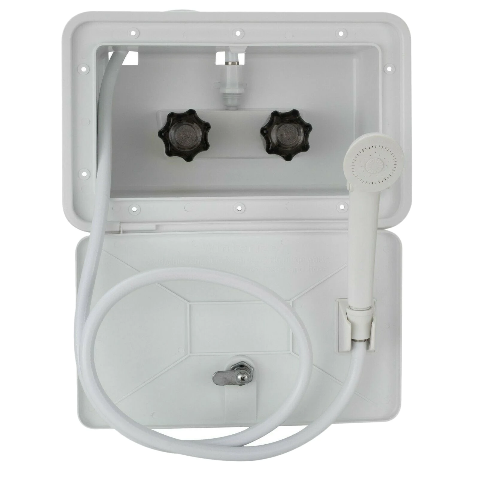 

RV Exterior Shower Box Kit Caravan High Pressure Shower Head for Trailer Boat Camper Motorhome Accessories White