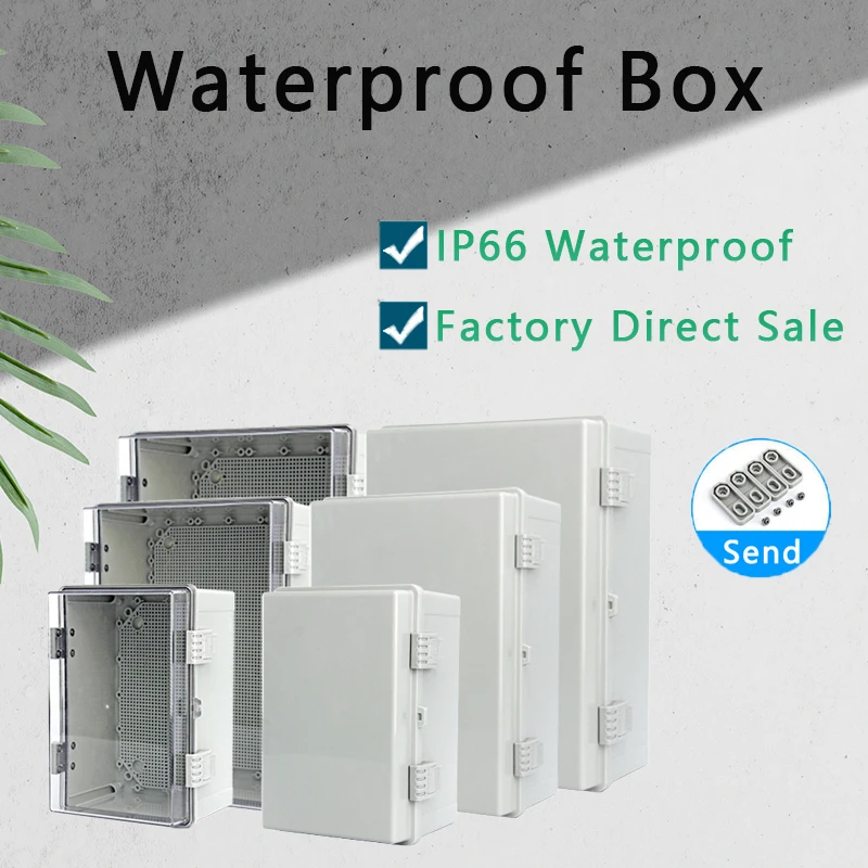 IP66 Waterproof Plastic Enclosure Junction Box Gray/Transparent Electrical Power Connections Box Outdoor Distribution Housings