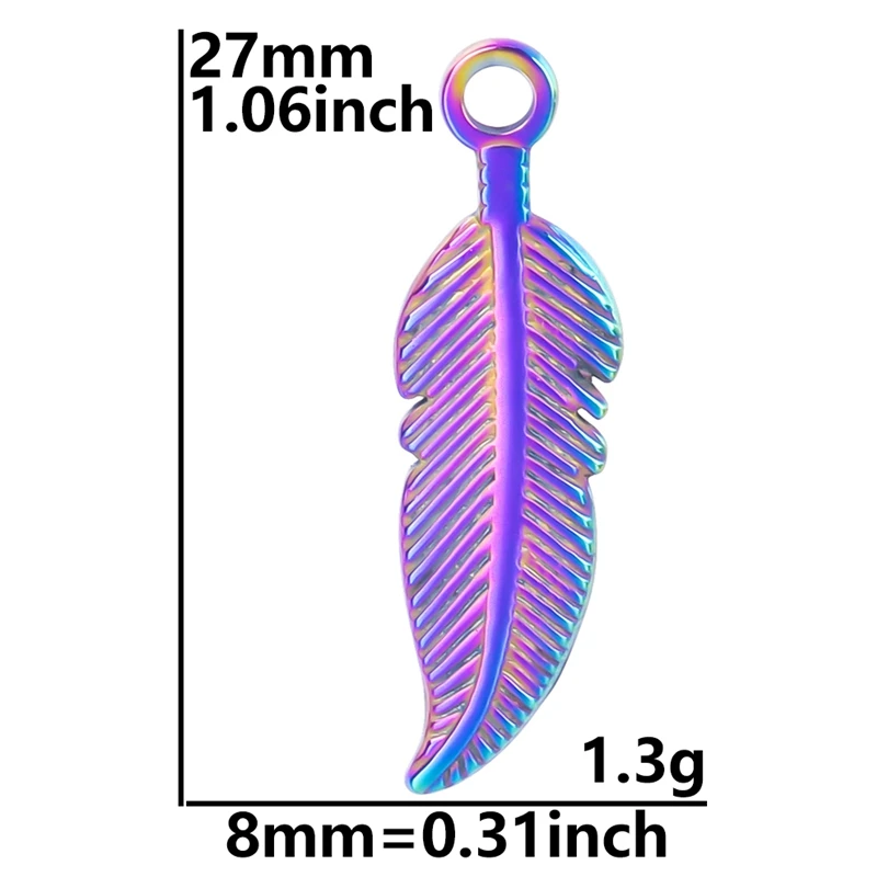 Stainless Steel Charms Jewelry Making  Feather Stainless Steel Charms -  5pcs - Aliexpress