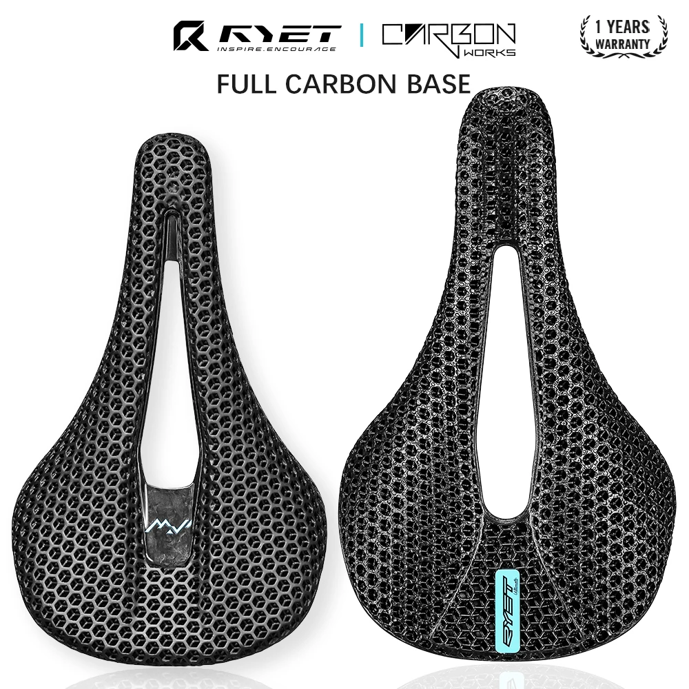 RYET 3D Printed Bike Carbon Saddle 140mm 143mm Super Light Road MTB Racing Saddles Bicycle Seat Cushion Cycling Seating Parts