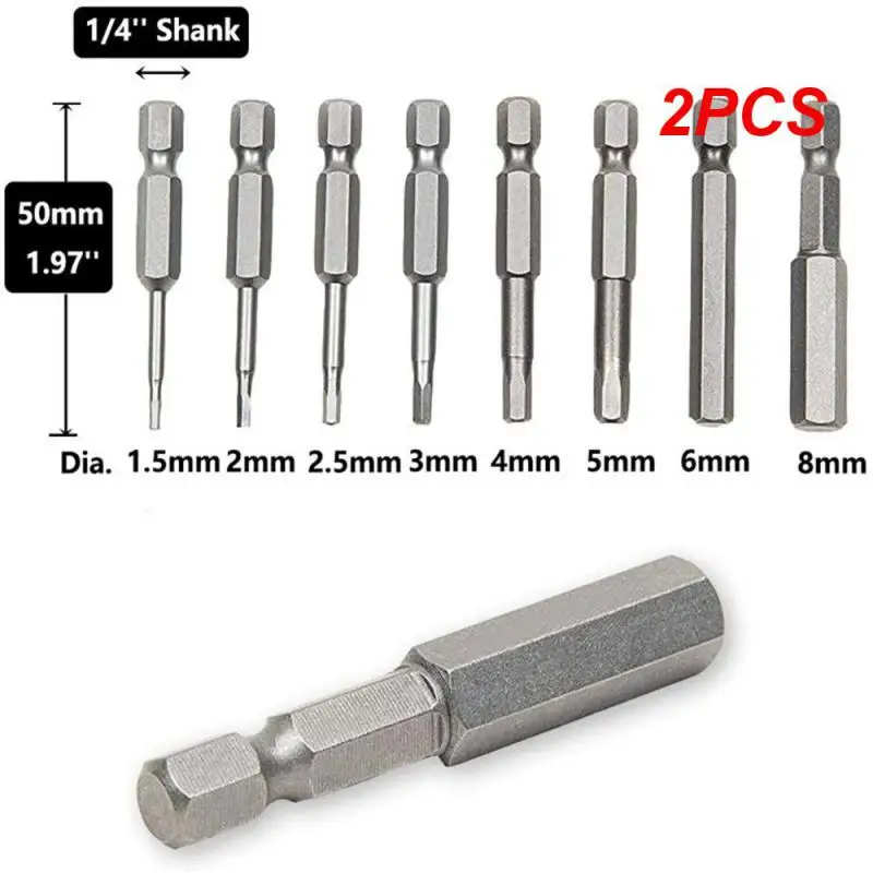 

2PCS 50mm Multifunctional Alloy Steel Screwdriver set 1.6-6.0mm Flat Head Slotted Tip Magnetic Slotted Screwdrivers Bits