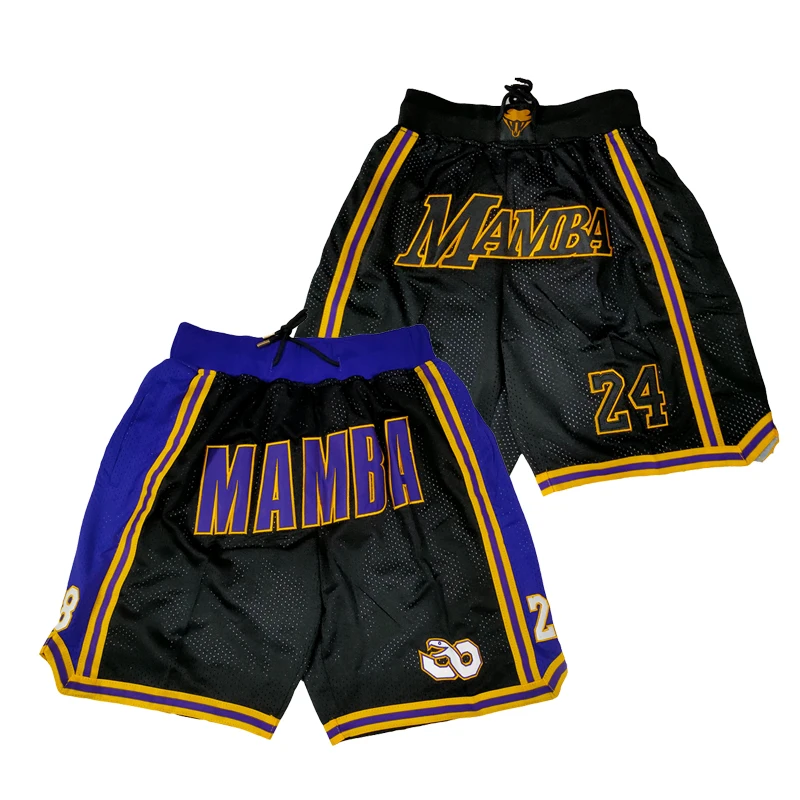 

Basketball Shorts Mamba 8 24 Elastic Drawstring Waistband Outdoor Sport Shorts Beach Pants Sewing Embroidery 2023 Black New