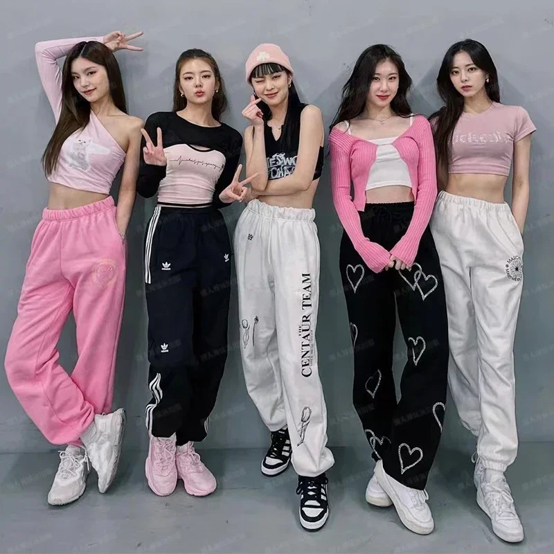 

Korean ITZY Kpop Outfit Idol Women Jazz Dance Stage Wear Crop Top Festival Clothing Rave Concert Outfits Hip Hop Clothes