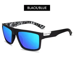 Luxury Polarized Vintage Square Sunglasses for Men - Fashionable Sun Shades with UV Protection (Black Blue)