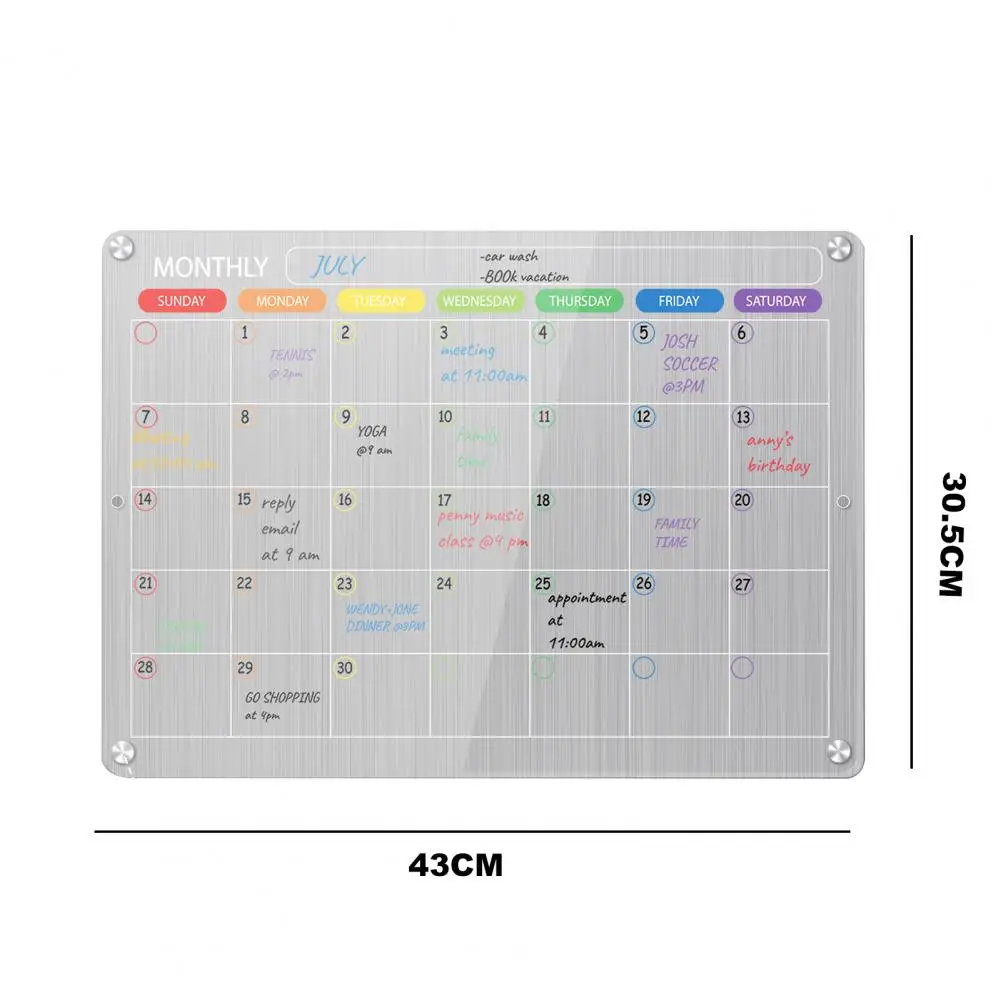 Calendar Magnetic Dry Erase Board Refrigerator Memo Acrylic Magnetic Marker Monthly Schedule Transparent Calendar Fridge Magnet