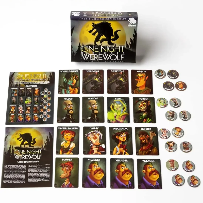 One Night Ultimate Werewolf Strategy Board Game Fun Paper Experience Bonus Roles Edition Deck for Home Party Playing Cards 6