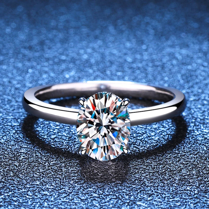 NeeTim 여성용 모이사나이트 반지, S 타원형 컷 랩 다이아몬드 결혼 반지, 약혼 약속 밴드 선물, 7x9mm, 2ct