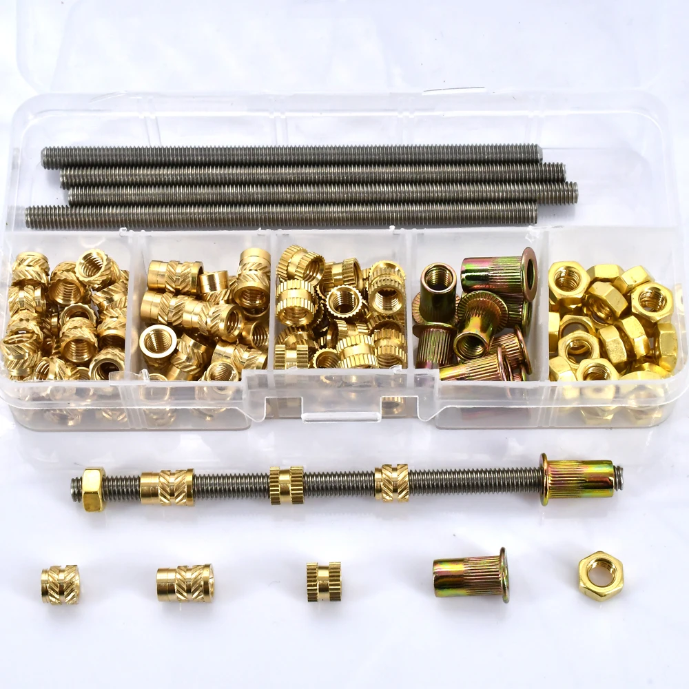 M3 M4 M5 M6 Flange Brass Heat Insert Nut Hot Melt Threaded Rod Insert Rivet Nut Copper Thread Injection Nutsert Brass Hex Nuts