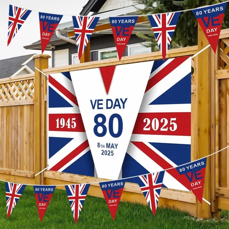 VE Day 80th Bunting Banner 80 Years Victory In Europe Bunting Flag ...