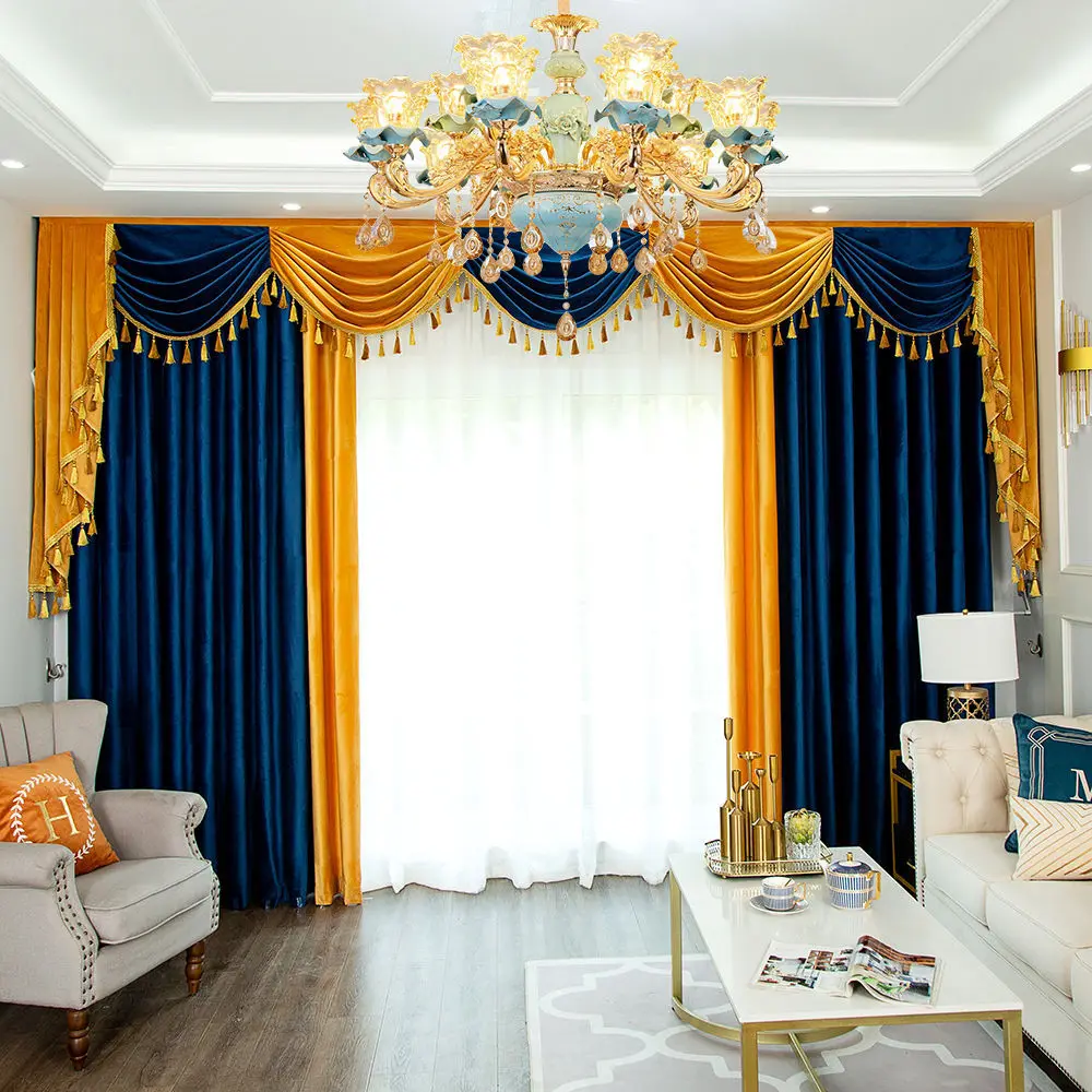 

3.2M High Home Living Room Elegant Velvet Window Curtains, Modern Luxury Curtain Rod Set