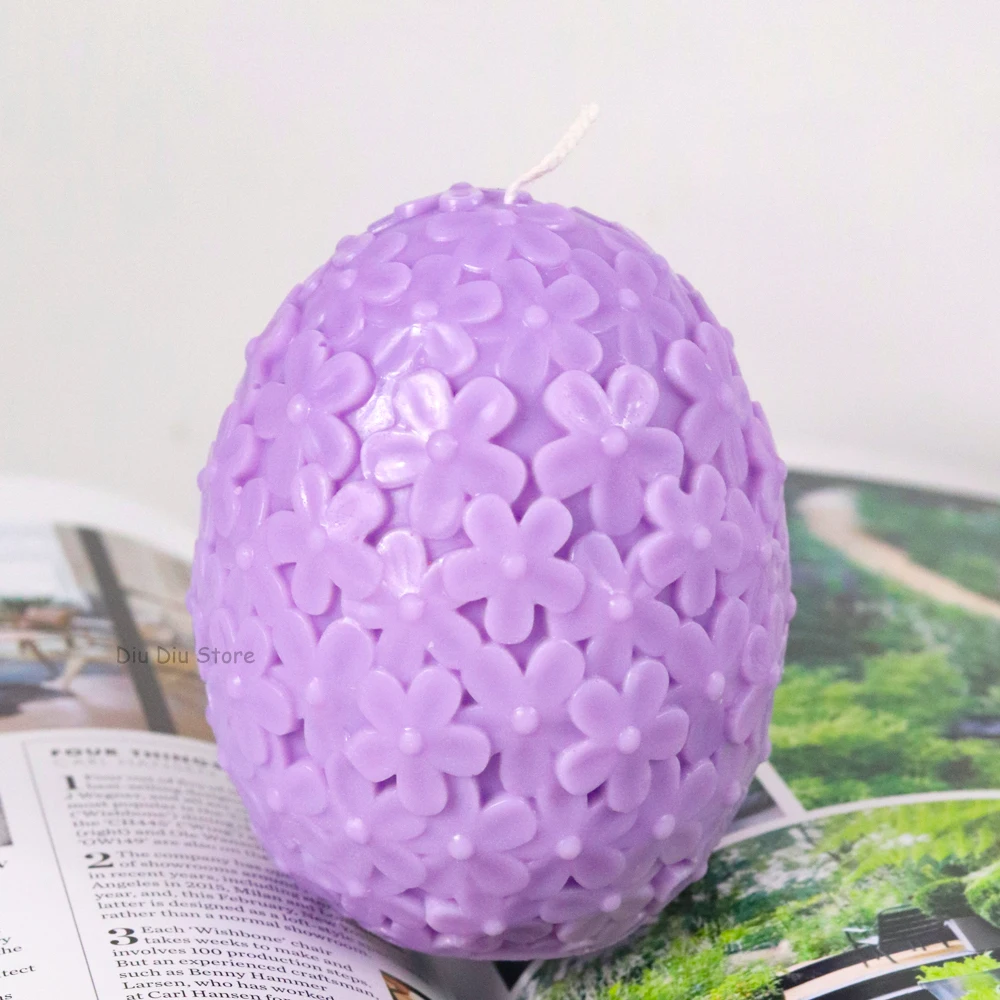 Carving Flower Egg Candle Silicone Mold DIY Catharanthus Ball Making Kit